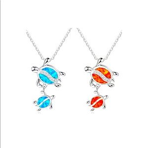 BNWOT MOTHER AND CHILD MATCHING TURTLE NECKLACES STAMPED 925 sterling silver